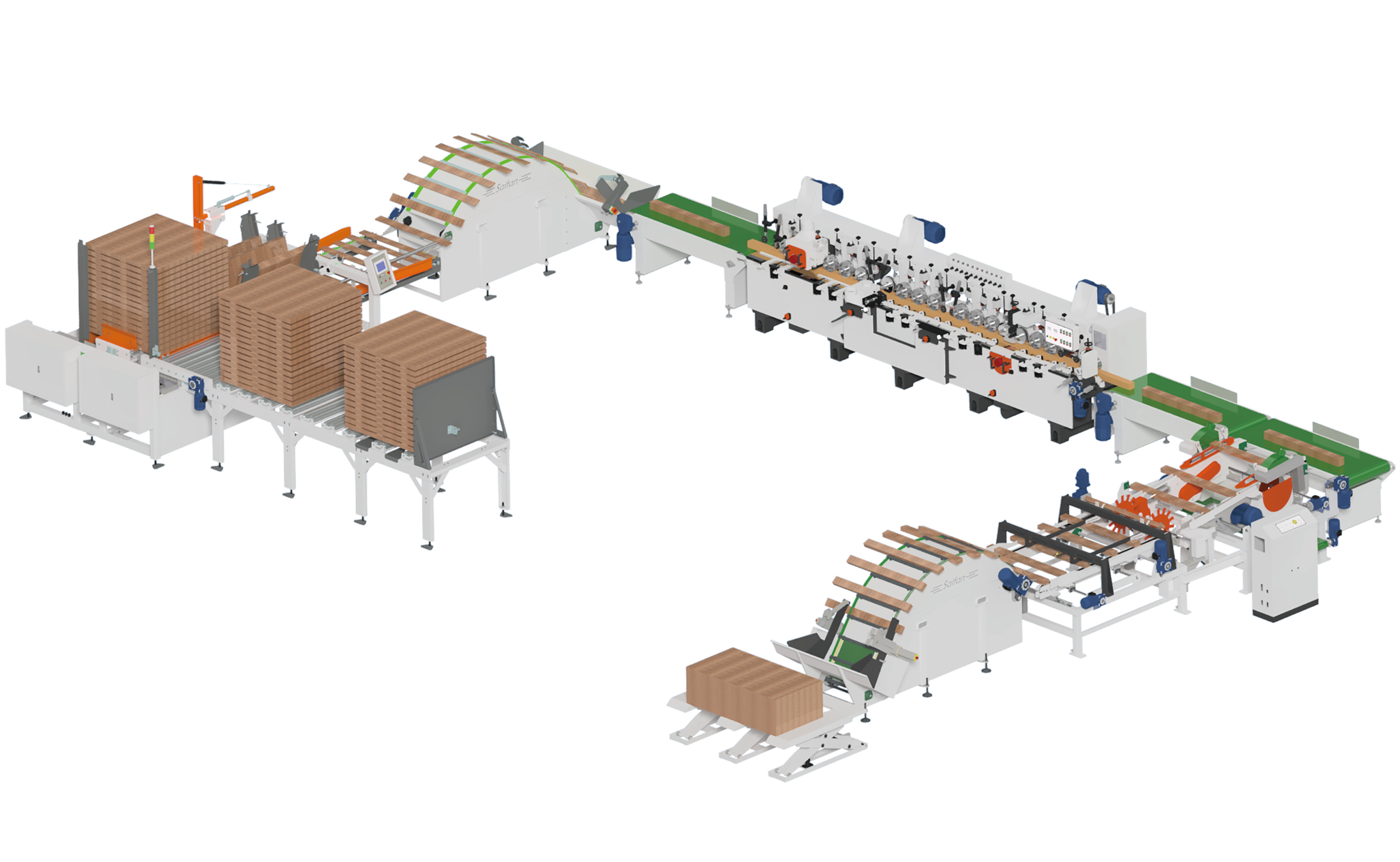 SF8002木材四面刨光生產線